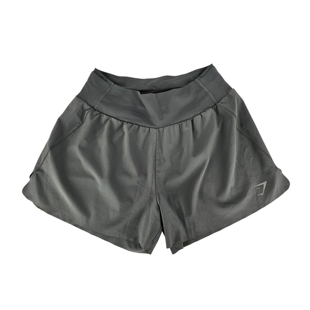 GYMSHARK ATHLETIC 3" GRAY SHORTS – WOMEN’S SIZE MEDIUM - LIGHTWEIGHT BREATHABLE